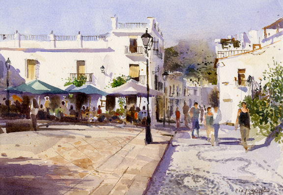 A lovely impression in watercolour of the distinctive Church Square.
